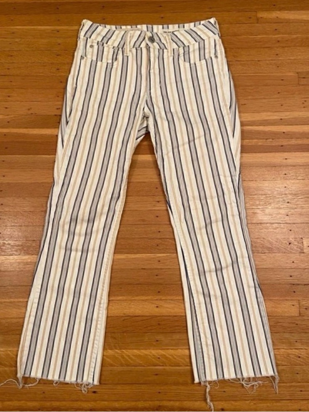 Pilcro Anthropologie High Rise Striped Bootcut Jeans 25
